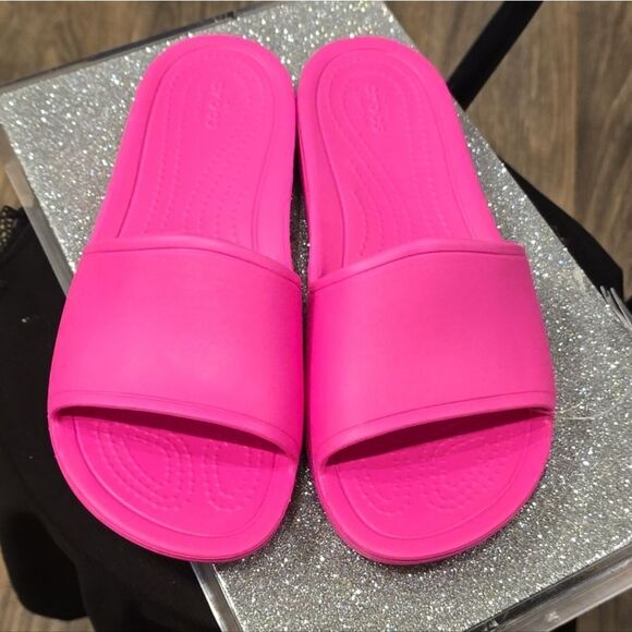 Crocs Kadee Slide Sandal- Electric Pink - Picture 10 of 11